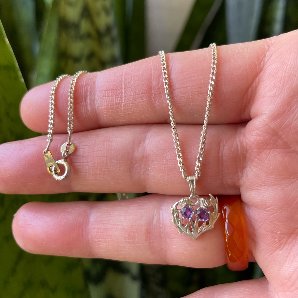 Sterling Silver Amethyst Flower Pendant Necklace